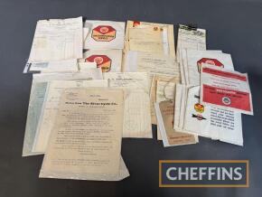 Qty garage and oil company headed invoices and promotional ephemera