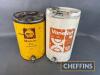 Shell Macroil Oil 5gal drum t/w BP Vanellus can both c/w taps