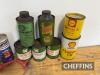 Qty oil and grease cans to inc' Castrol, Vigzol, BP etc - 3