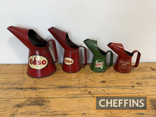 4no. Oil pourers to inc' Castrol, Esso, Thelson, various sizes