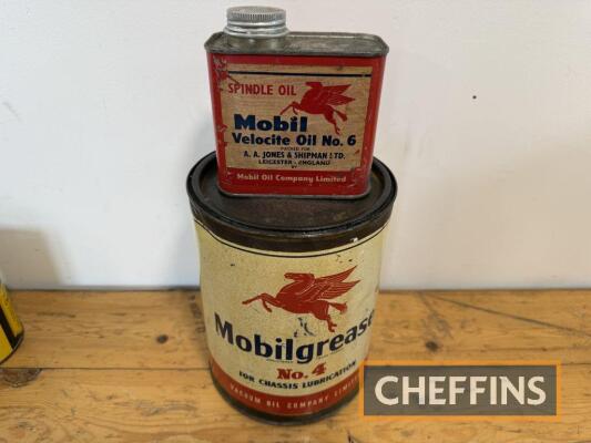 Mobil No.4 7lb grease tin t/w Mobil Velocite Oil oil tin