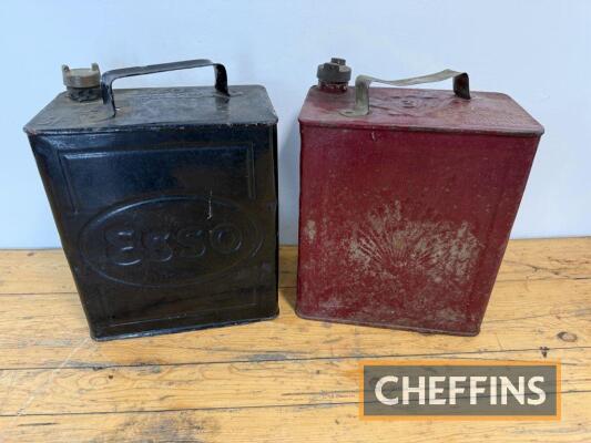 Esso and Shell embossed 2gallon petrol cans