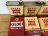 Shell X-100, 8no. oil tins t/w original caps - 3