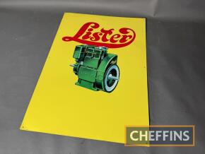 Lister Stationary Engine pictorial printed tin sign, 27x19ins