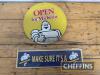 Michelin open/closed card sign t'/w printed aluminium modern sign