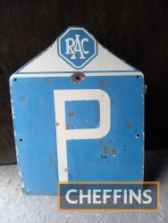 RAC 'P' car park enamel sign