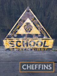 AA School Safety First triangle shaped enamel sign