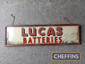 Lucas Batteries glass display panel mounted in hanging frame