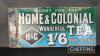 Home & Colonial Wonderful Tea double sided enamel sign, flange flattened 22x10ins