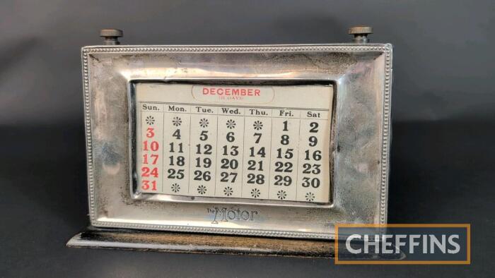 The Motor silver desktop calendar, hallmarked