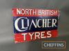 Clincher Tyres single sided printed tin sign with hardboard backing, some restoration 24x16ins