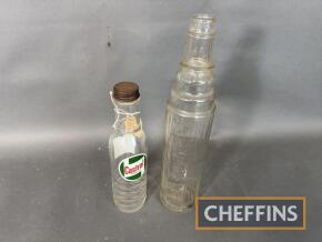 Essolube and Castrol glass oil bottles