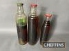 3no. glass oil bottles to inc. BP Energol and Shell X-100 - 3