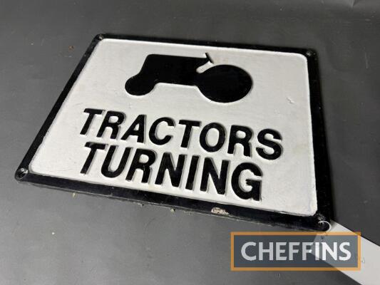 Tractors Turning cast pre-Worboys road sign, no makers name evident c.19.5x15.5ins