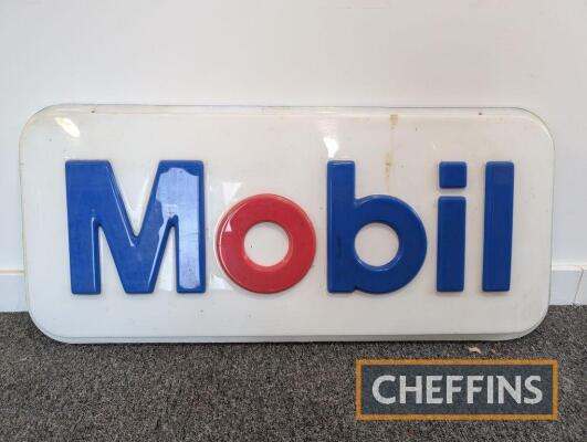 Mobil, a moulded plastic garage forecourt sign, 49x22.5ins