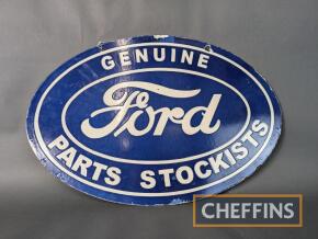 Ford Genuine Parts Stockists double sided oval hanging enamel sign c.24ins