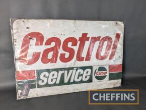 Castrol Service printed aluminium sign, appearing in NOS condition with plastic wrapping, 36x24ins