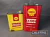 Shell X-100, 2no. oil cans