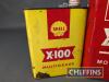 Shell X-100, 2no. oil cans - 3