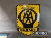 AA Garage single sided shield shaped enamel sign by Franco, 30.5x22ins