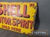 'Shell' Motor Spirit Sold Here double sided enamel sign, flange removed, 21x13ins - 7