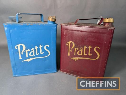 2no. Pratt's 2gallon petrol cans with Pratt's caps