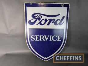 Ford Service double sided shield shaped hanging enamel sign 33x23.5ins