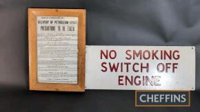 No Smoking Switch Off Engine (24x9.5ins) t/w Fire Brigade signs