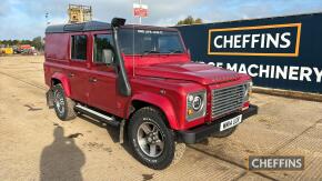 2014 Land Rover Defender 110 XS Double Cab Utility 4x4 Finished in Firenze red with grey roof and fitted with 5 BF Goodrich tyres, raised air intake, rear sway away, side steps, heated seats, air con, LED lights, double DIN pioneer head unit, sat-nav, Ap