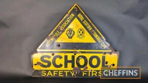 Royal Scottish Automobile Club AA School Safety First single sided enamel sign by Franco, c.26x22ins