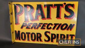 Pratts double sided flanged enamel sign c.16x24ins, reproduction