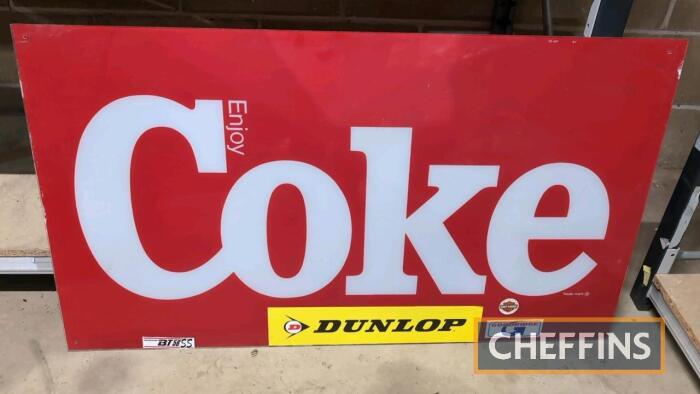 Enjoy Coke acrylic sign with motorsport decals applied 46x26ins