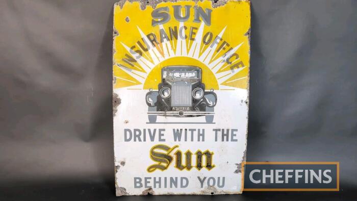 Sun Insurance Office Drive with The Sun Behind You single sided enamel sign 20x30ins