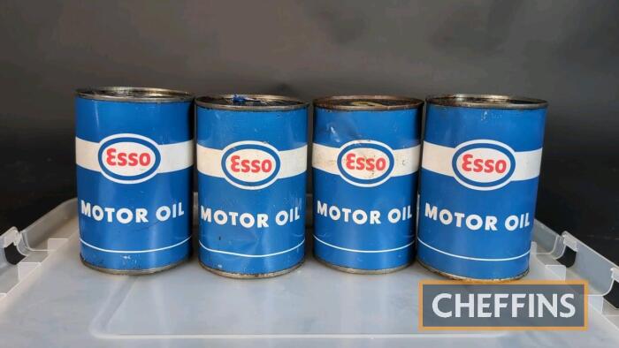 4no. Esso Motor Oil pint tins, some contents