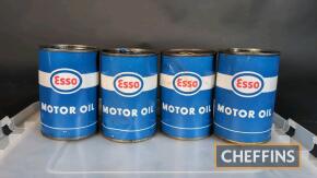 4no. Esso Motor Oil pint tins, some contents