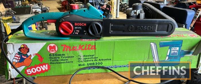 Makita 230v Hedgecutter t/w Bosch AKE 355 electric chainsaw DIRECT FROM DECEASED ESTATE UNRESERVED LOT