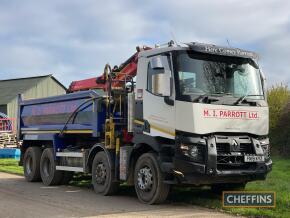 2019 RENAULT C430.2 8x4 Grab Loader LORRY Fitted with Thompsons tipping body, 2018 Palfinger Epsilon M125L classic grab. Loader crane, reversing camera and towbar. Reg No. FN19 KYZ Serial No. VF630S166KD003498 Mileage: 273,208 FDR: 01/03/2019 MOT until: 