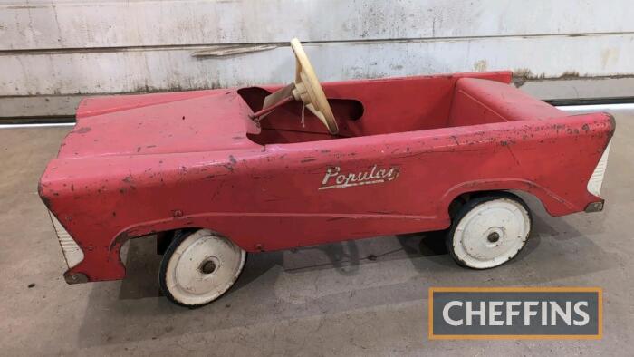 Popular, a children's tin plate pedal car in the form of a 1950's roadster