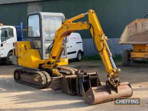 JCB 803 Rubber Tracked 360° EXCAVATOR. Fitted with blade, breaker pipework offered with 5no. excavator buckets 4ft, 46inch, 30inch, 1ft, 10inch (35mm pins). INCLUDED BY KIND PERMISSION Serial No. SLP00030TE066873 Hours: 6,800 showing