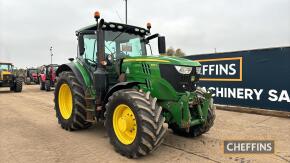 John Deere 6155R Tractor c/w 50k, tls, cab suspension, front linkage Reg. No. SV17 UMK Ser. No. 1LO6115RHHU885985