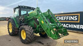 John Deere 6125R Tractor c/w JD 643R loader, 50k, Auto Quad, air brakes, tls Reg. No. PX13 BVU