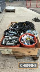 Pallet of Quicke Loader Parts including approx 50 pins & hydraulic fittings