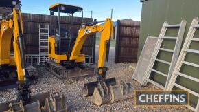 2021 JCB 18 Z-1 Rubber Tracked 360° EXCAVATOR Fitted with blade, breaker pipework, expanding tracks, JCB quick hitch, offered with 3no. Excavator buckets to include 3ft,2ft, 1ft (30mm pins). Owned from new Serial No. JCB018Z1CM3005843 Hours: 1,491