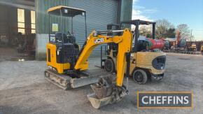 2021 JCB 18 Z-1 Rubber Tracked 360° EXCAVATOR Fitted with blade, breaker pipework, expanding tracks, JCB quick hitch, offered with 3no. Excavator buckets 300mm, 600mm, 900m (30mm pins). Owned from new Serial No. JCB018Z1CM3005938 Hours: 1,407