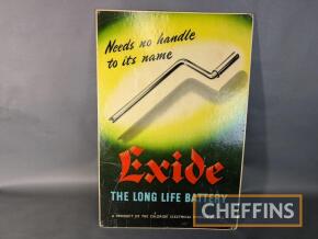 Exide The Long Life Battery - Needs No Handle To Its Name show card No. 7096 can be wall hanging or freestanding 29x19.5ins