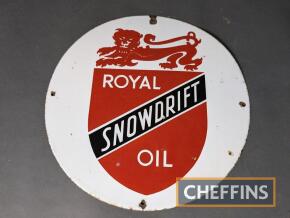 Royal Snowdrift Oil circular single sided enamel sign, 12ins diameter