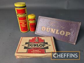 Dunlop, 2no. tyre repair tins, rubber solution point of sale box t/w desktop showcard