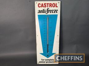 Castrol anti-freeze printed aluminium sign with integrated thermometer, 22.5x8ins