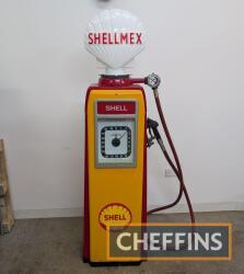 Shell liveried Avery-Hardoll petrol pump together, subject to a high quality restoration, complete with reproduction glass globe and 4star delivery hose.