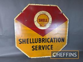 Shellubrication, an octagonal single sided printed aluminium sign, c34ins x 34ins